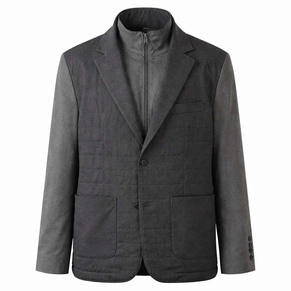 Murano‎ Slim Fit Blazer Jacket Removable Zip Vest S Gray Quilted Hybrid Coat